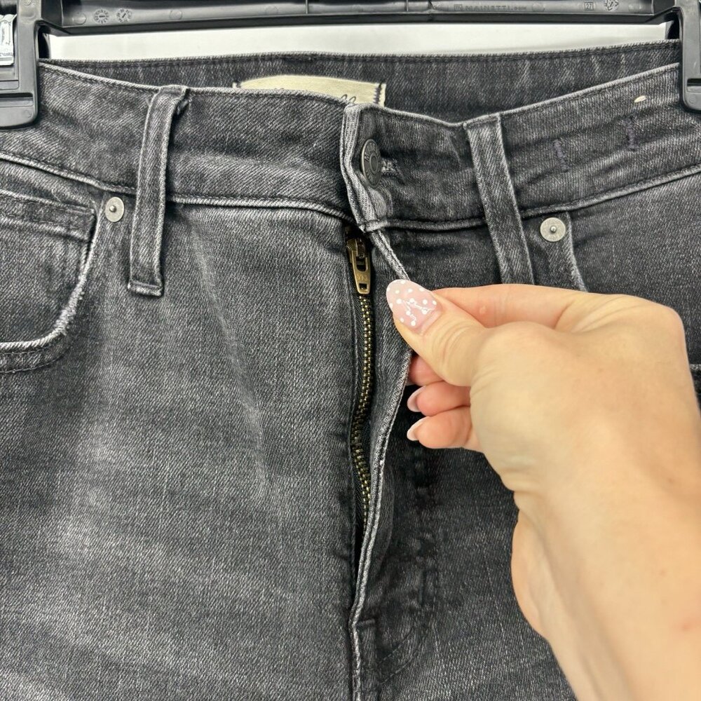 Madewell Curvy Mid Rise Stovepipe‎ Jeans Black Womens Size 30 Roll Up Ankle - Picture 3 of 11